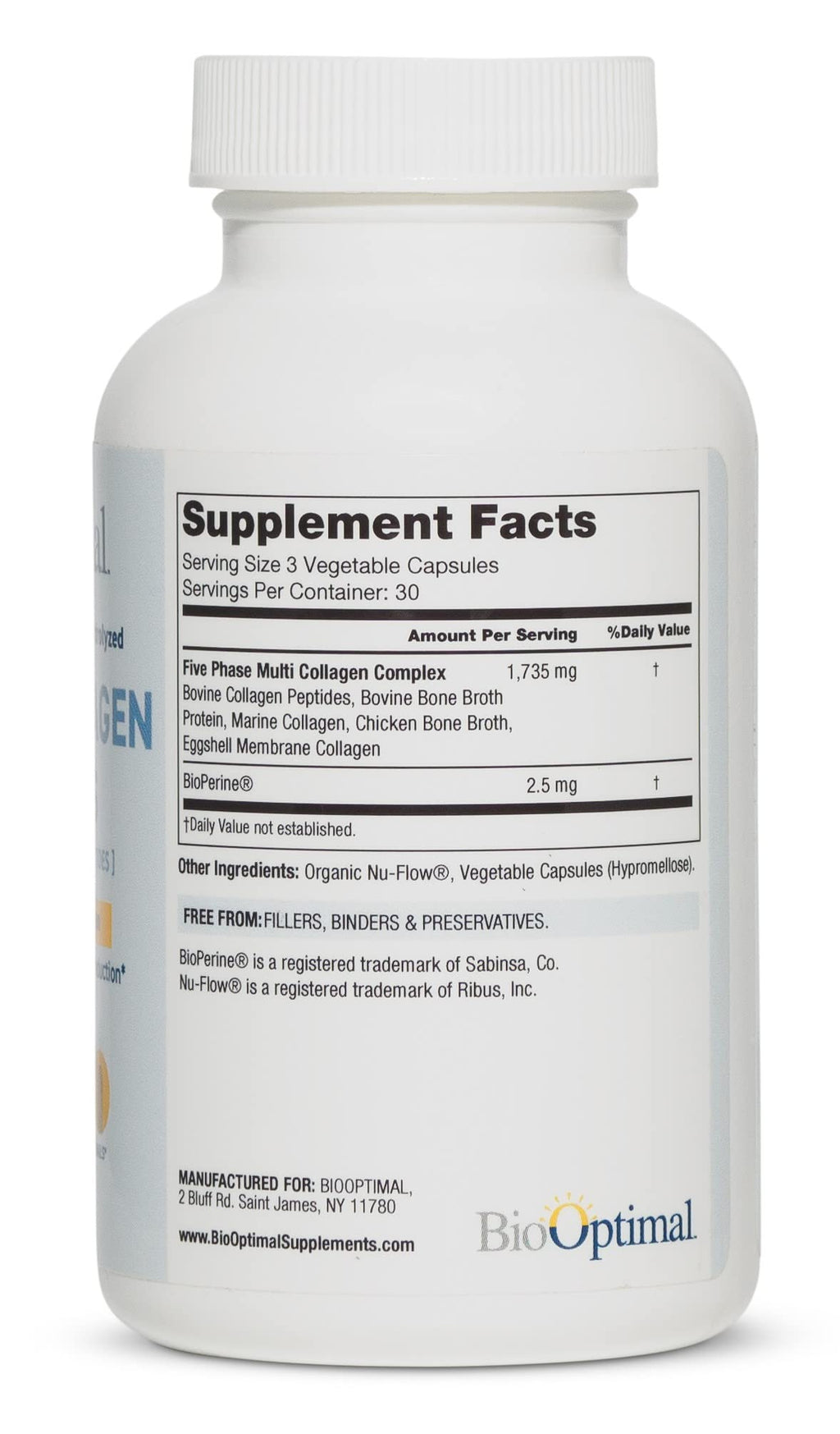 BioOptimal Multi-Collagen Supplement Capsules, Types I, II, III, V, & X Collagen, 90 Capsules