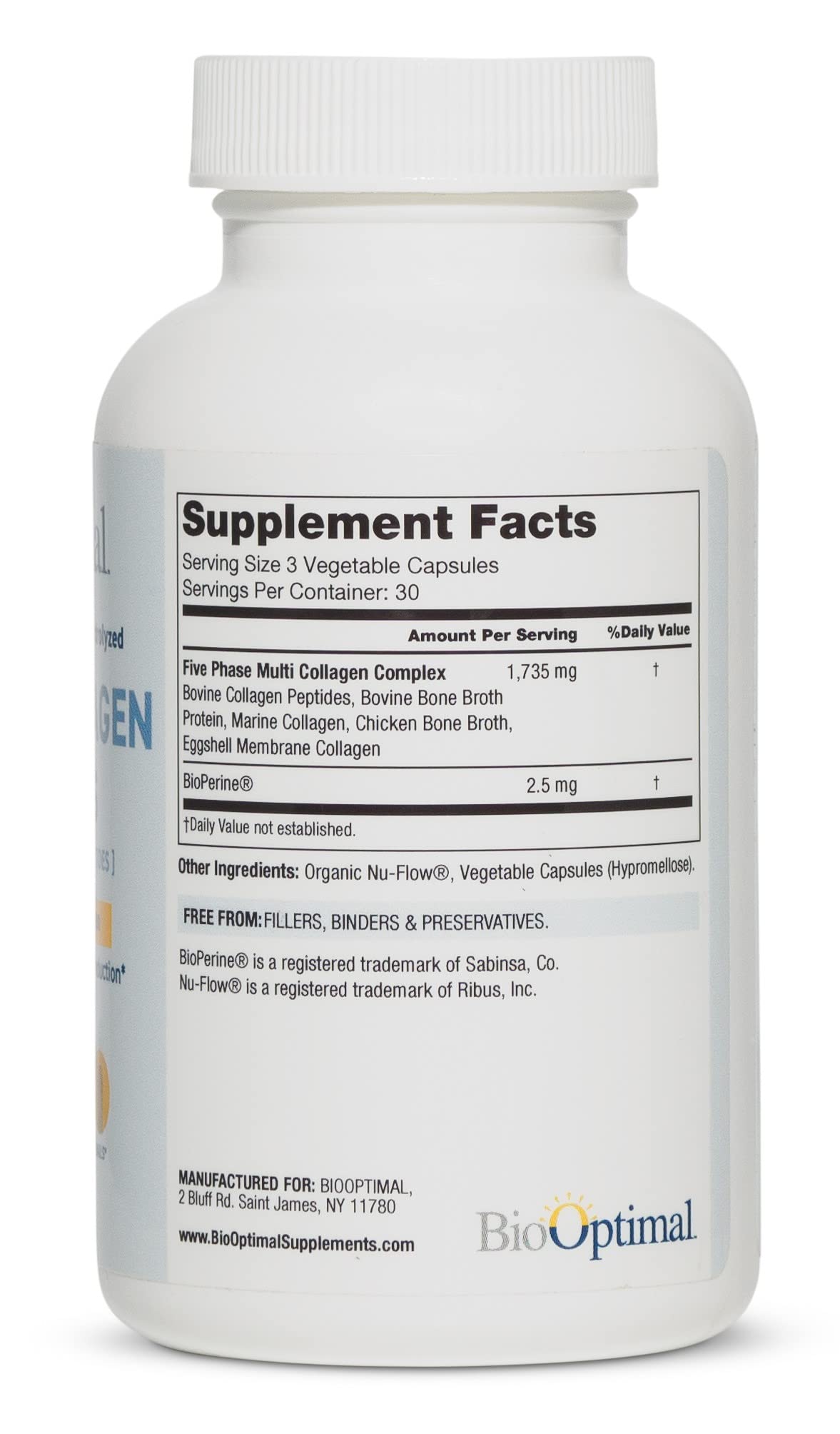 BioOptimal Multi-Collagen Supplement Capsules, Types I, II, III, V, & X Collagen, 90 Capsules