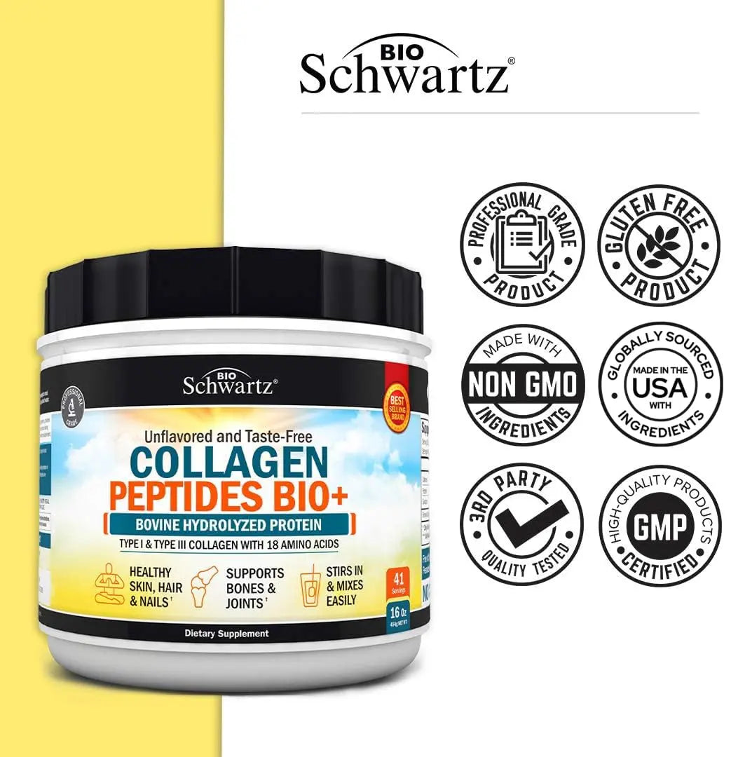 Collagen Peptides Powder - Grass Fed, Pasture Raised with Aminos - Promotes Healthy BioSchwartz Au supplements