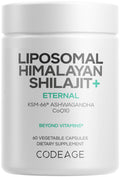 Codeage Liposomal Himalayan Shilajit+ Supplement - 500 mg Shilajit, KSM-66 Ashwagandha, CoQ10, Fulvic Ionic Minerals, Calcium, Magnesium, BioPerine - Liposomal Delivery - Non-GMO - 60 Capsules Codeage Au supplements