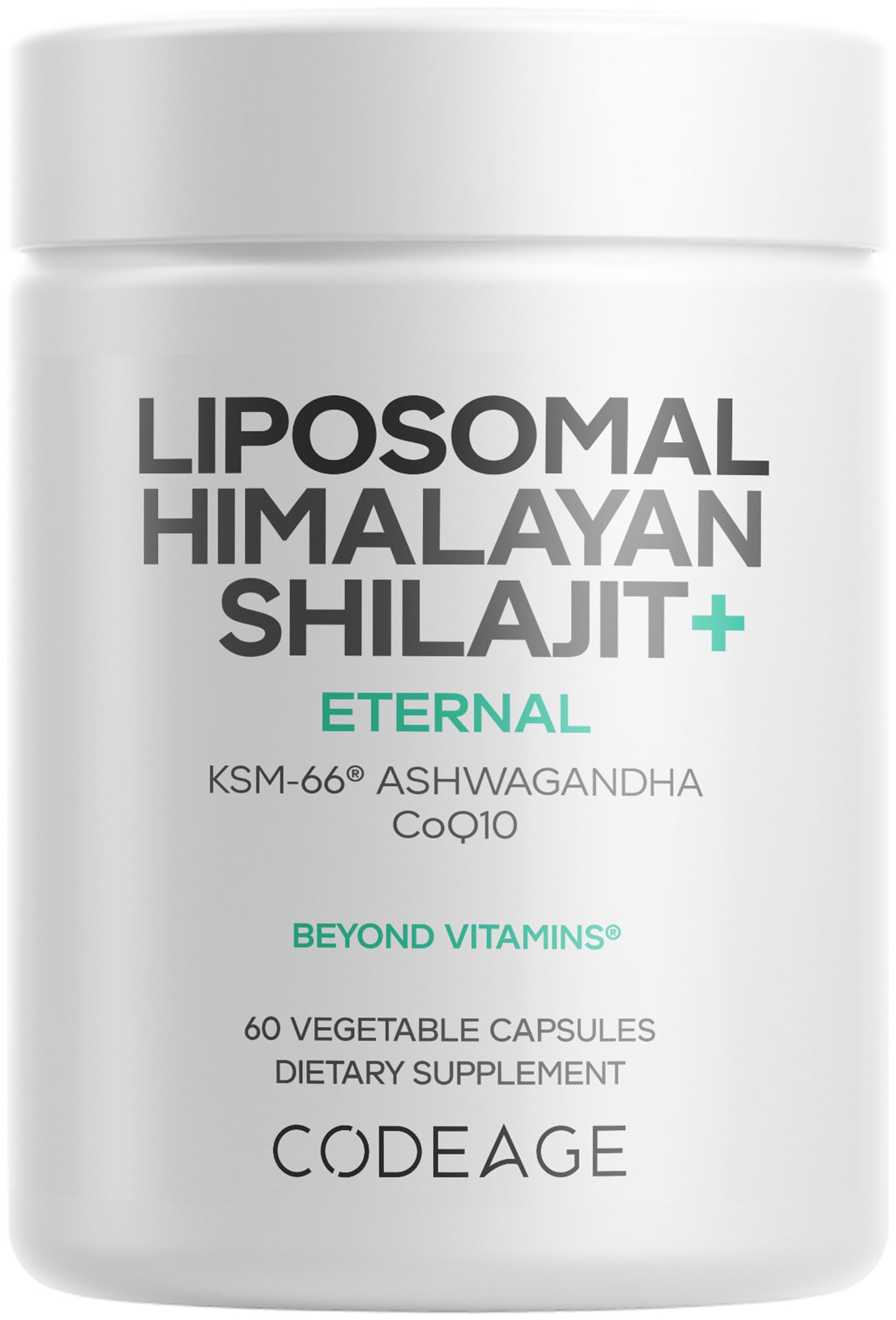 Codeage Liposomal Himalayan Shilajit+ Supplement - 500 mg Shilajit, KSM-66 Ashwagandha, CoQ10, Fulvic Ionic Minerals, Calcium, Magnesium, BioPerine - Liposomal Delivery - Non-GMO - 60 Capsules Codeage Au supplements