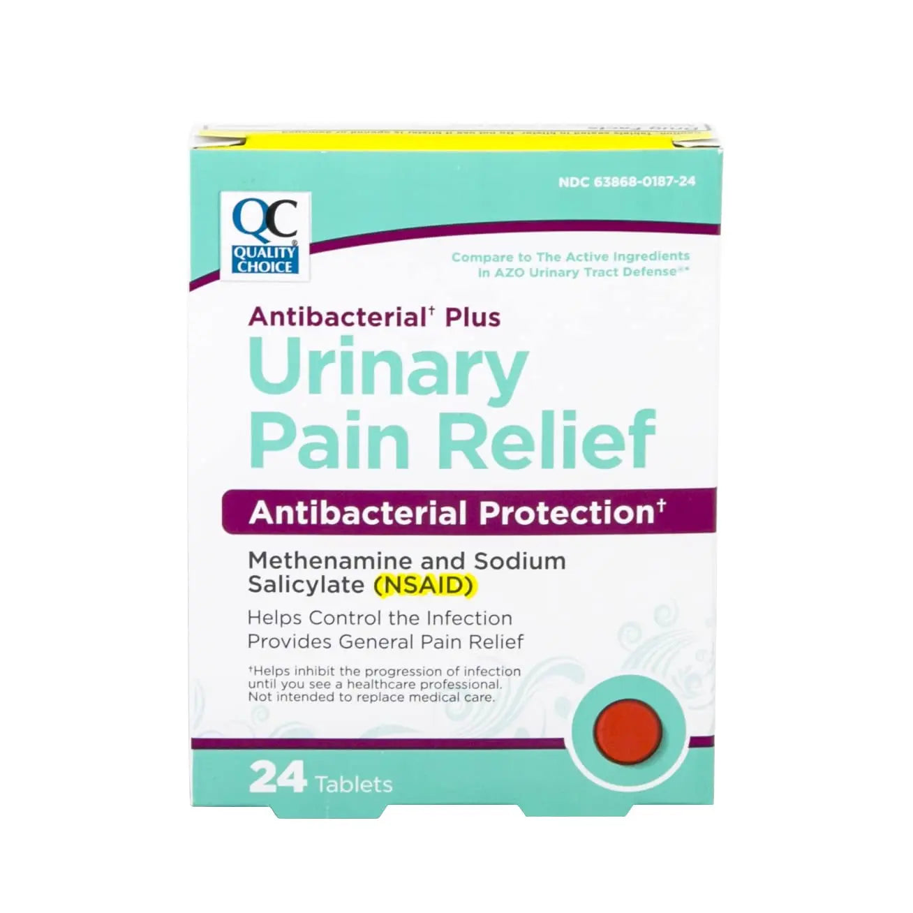 Quality Choice Urinary Pain Relief Antibacterial Plus, Urinary Tract Protection, Helps Control Symptoms of (UTI) Until You Can See a Doctor. 24 Tablets Quality Choice Au supplements