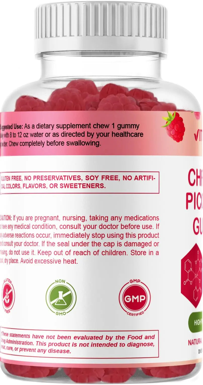 Vitamatic Chromium Picolinate 1000 mcg - 90 Gummies - High Potency Chromium Vitamatic Au supplements