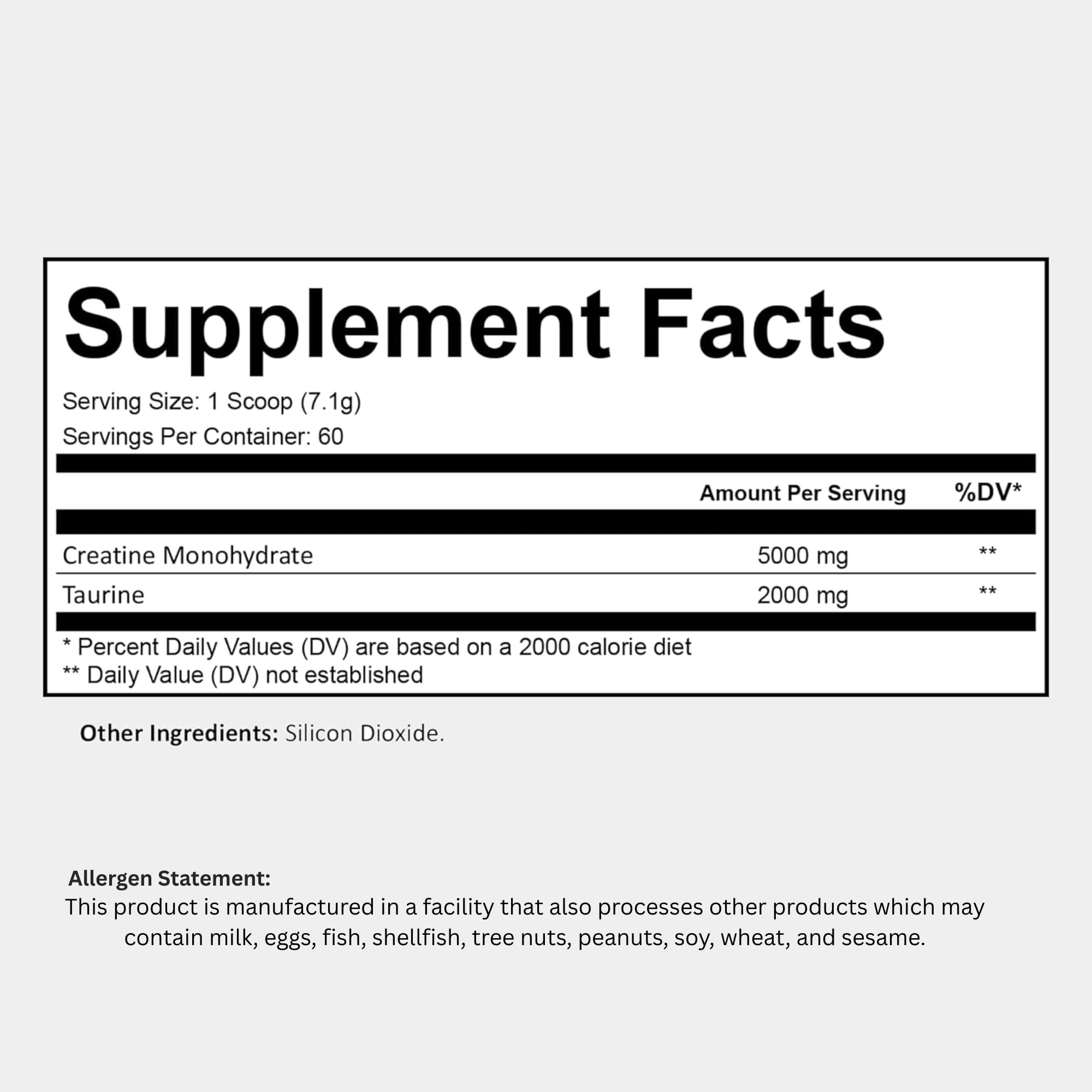Creatine with Taurine for Women & Men - Unflavored Micronized Creatine Monohydrate Plus Taurine Powder to Support Muscle Strength, Recovery & Brain Health (60 Servings) Bugfe Au supplements