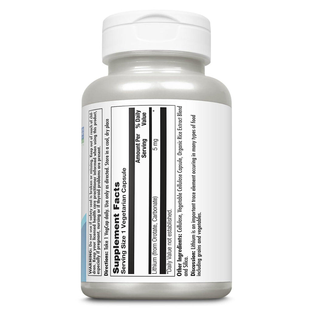 KAL Lithium Orotate 5mg, Low Dose Lithium Supplement for General Wellness Mood Support, Highly Bioavailable, Vegan, 60-Day Guarantee,