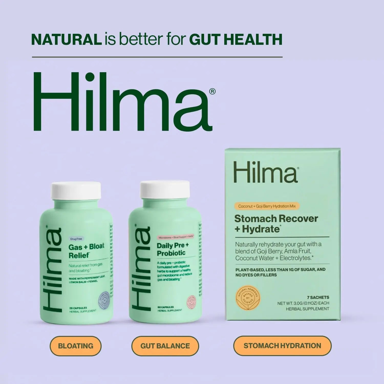 Hilma Daily Pre + Probiotic + Herbs - Support a Healthy Gut While Reducing Gas & Bloating Hilma Au supplements