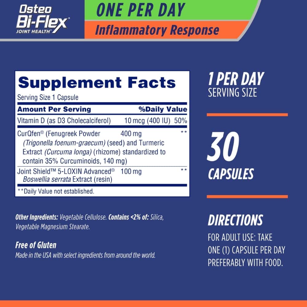 Osteo Bi-Flex One Per Day + Inflammatory Response Joint Health Supplement, Capsules, 30 Ct Osteo Bi-Flex Au supplements