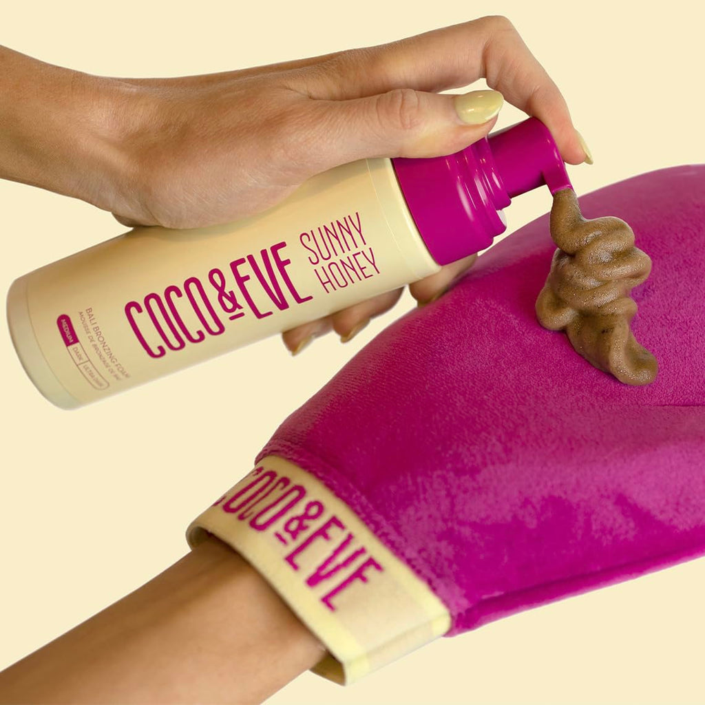 Coco & Eve Self Tanner Foam Kit - (Medium) Streak-Free Sunless Tanning Mousse, Tropically Scented Natural Looking Tan
