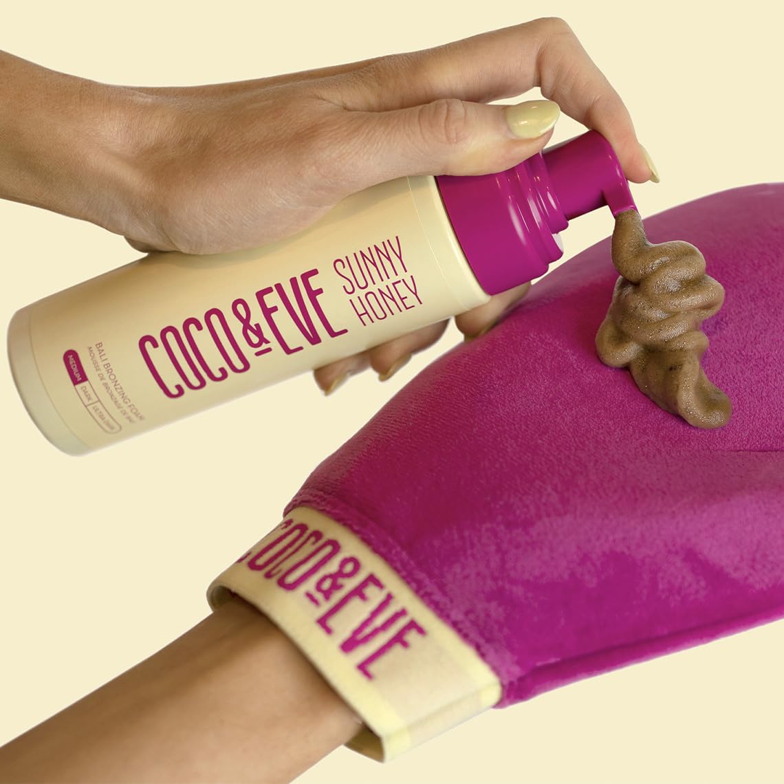 Coco & Eve Self Tanner Foam Kit - (Medium) Streak-Free Sunless Tanning Mousse, Tropically Scented Natural Looking Tan