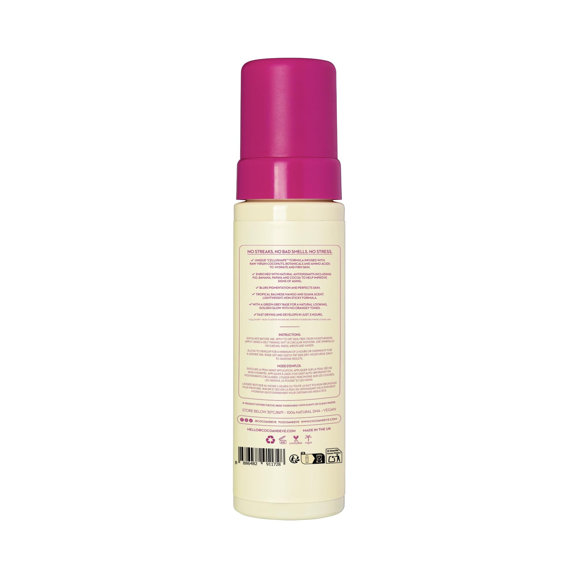 Coco & Eve Self Tanner Foam Kit - (Medium) Streak-Free Sunless Tanning Mousse, Tropically Scented Natural Looking Tan