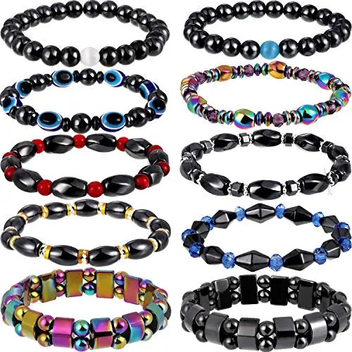 Hicarer 10 Pieces Magnetic Hematite Bracelets for Men Women Magnetic Bracelet Rock Hicarer Au supplements