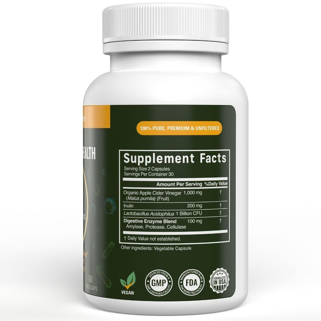 Vital Gut Health 4in1 Formula with Apple Cider Vinegar, Prebiotics & Probiotics, Digestive Enzymes for Strong Immunity Support