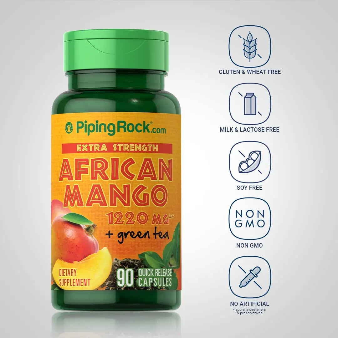 Piping Rock African Mango Seed Extract 1220 mg | 90 Capsules | with Green Tea | Extra Strength Piping Rock Au supplements