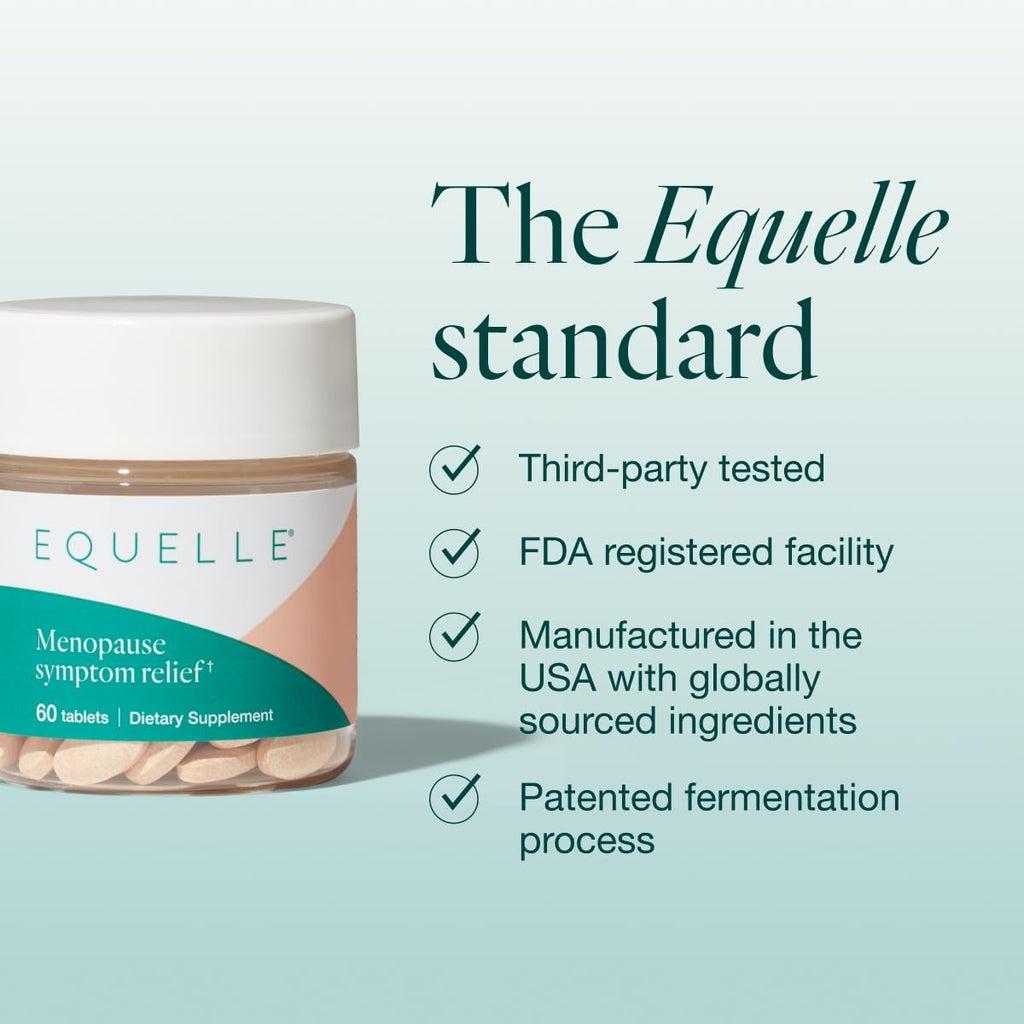 EQUELLE Multi-Symptom Perimenopause & Menopause Relief Relief from Hot Flashes, Muscle Aches & Supports More Sleep. Hormone-Free, Plant-Based S-Equol – 1 Month Supply (60 Tablets) EQUELLE Au supplements