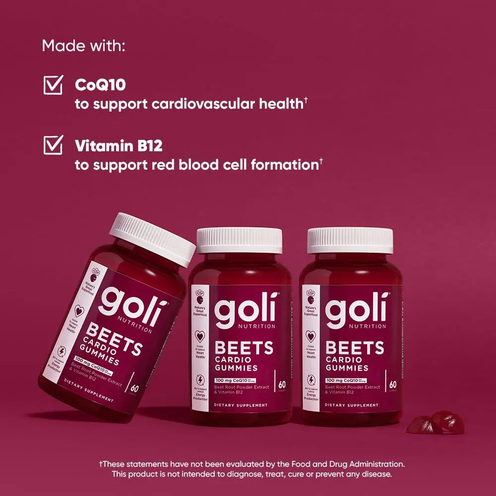 Goli Nutritional Supplement, Beets Cardio Gummy - 60 Count - CoQ10 & Beet Root Extract Goli Au supplements