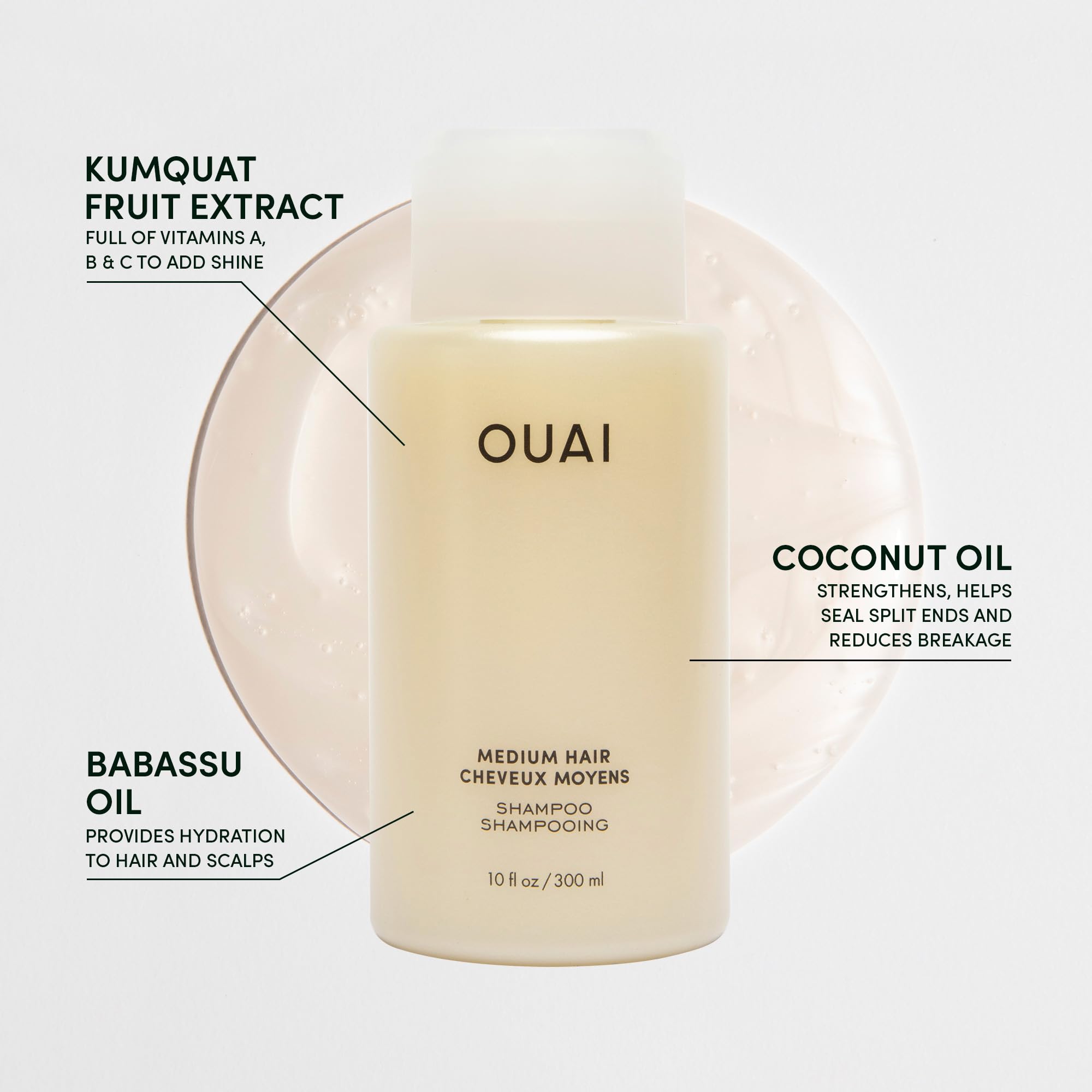 OUAI Medium Shampoo Travel Size - Hydrating Shampoo with Coconut Oil, Babassu, Kumquat Extract & Keratin - Strengthens, Nourishes & Adds Shine - Paraben & Sulfate Free Hair Care Products (3 Oz) OUAI Au supplements