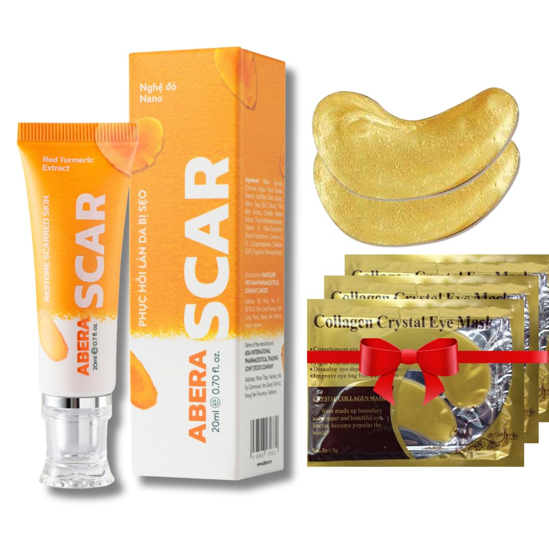 ABERA Scar Removal Cream for Women and Men - Rapid Repair of New Old Scars, Spots, Burns All Natural Treatment with Vitamin E, Alanine, Collagen (1 Box + 3 Eye Patch) ABERA Au supplements