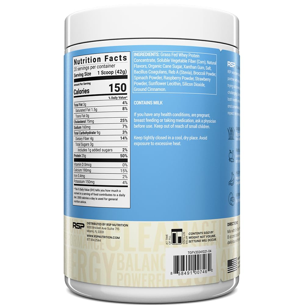 TrueFit High Fiber Protein Powder, Grass-Fed Whey Meal Replacement Shake with Prebiotics, Probiotics, & Organic Superfoods, Keto Friendly, Gluten Free