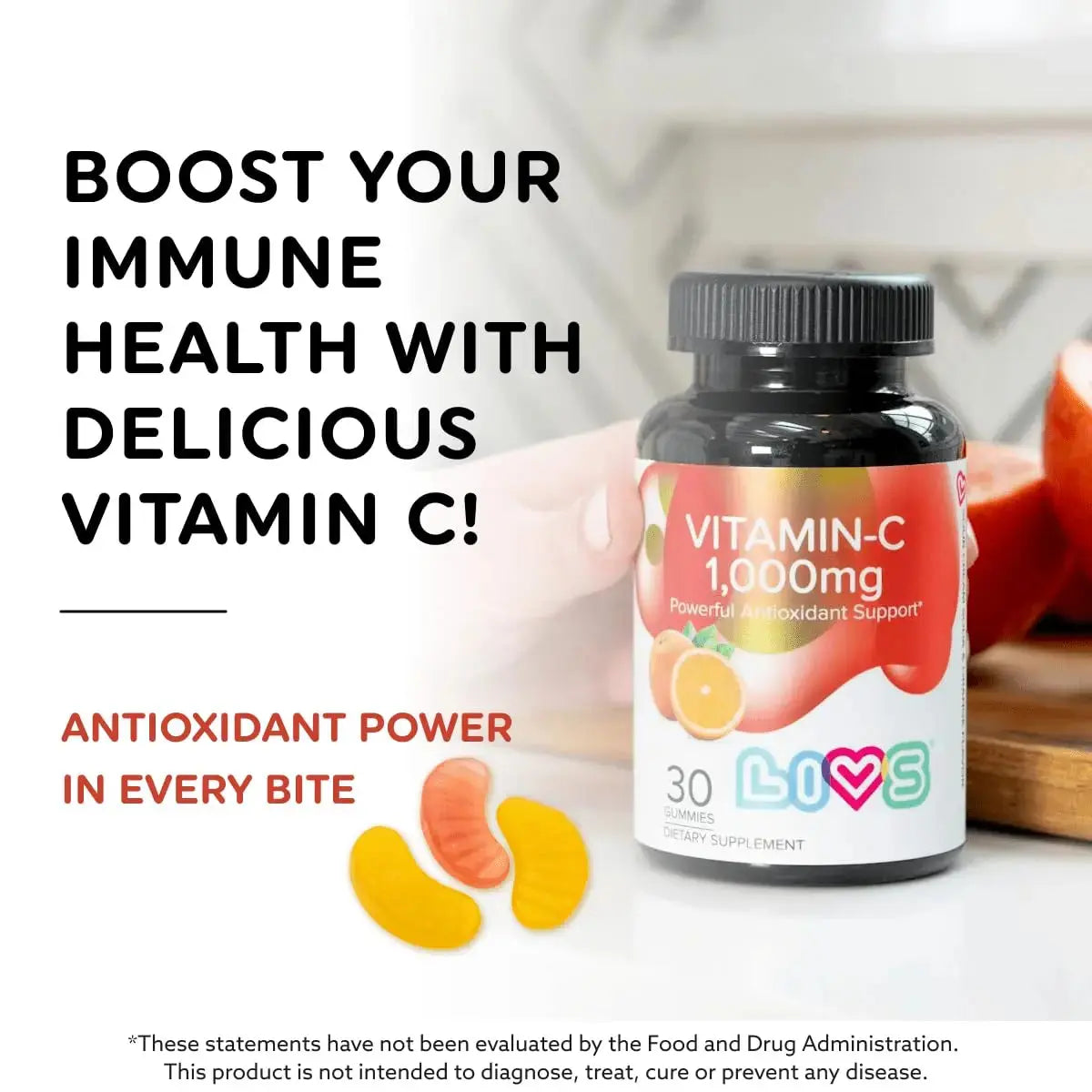 Vitamin C 1000mg Gummies for Kids & Adults |Antioxidant & Immune Support Supplement | Vegan Multivitamin for Hair, Skin & Nails LIVS Au supplements