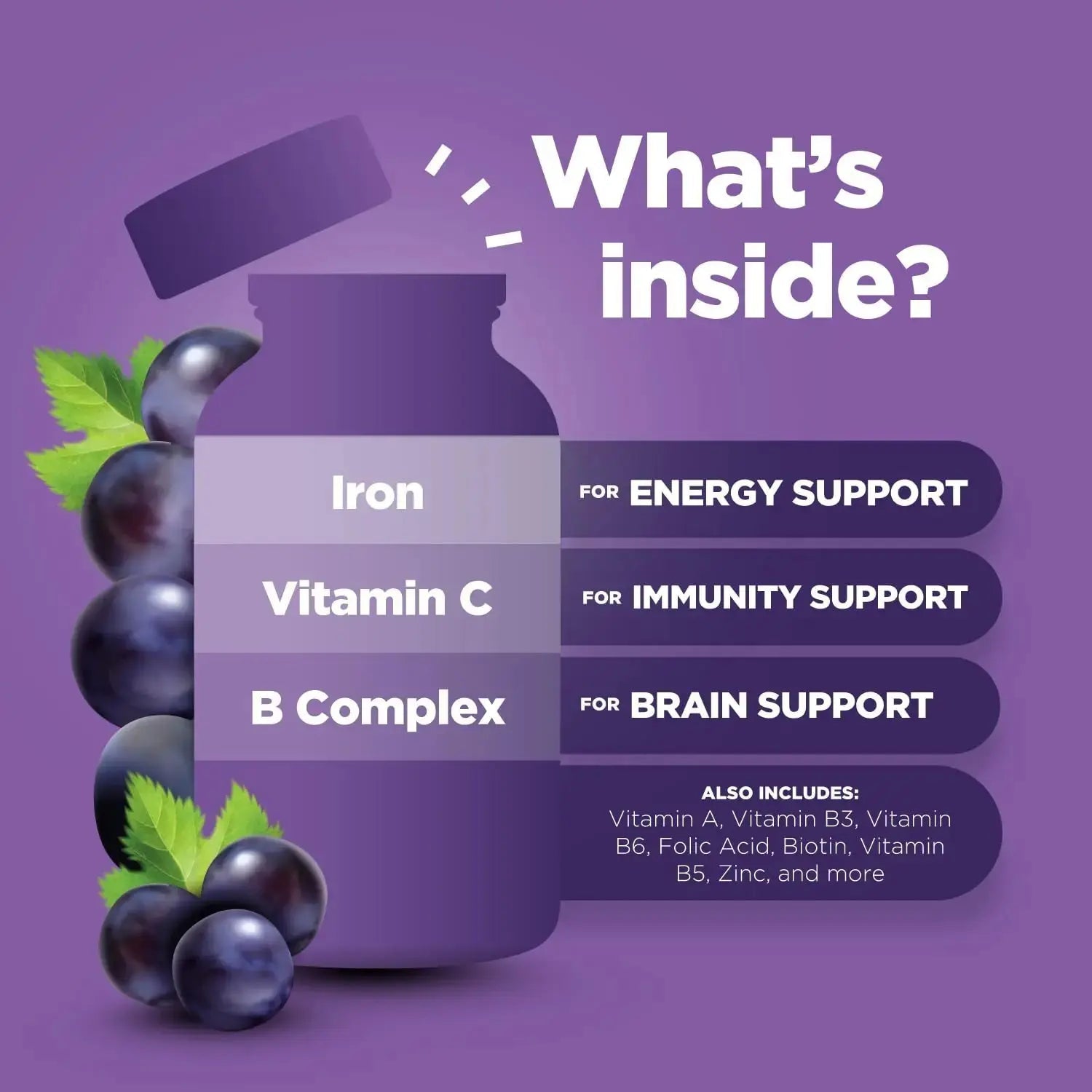 Natural Multivitamin Iron Gummies for Adults - Adult Gummy Vitamins with Iron and Energy Boost B Complex Vitamins Phytoral Au supplements