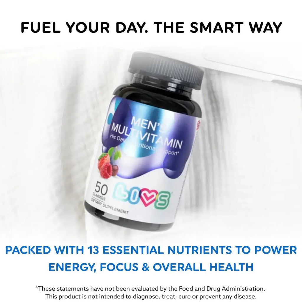 LIVS Men’s Multivitamins Gummies | Chewable Multivitamins for Men Health, Iron & Immune Support | Daily Vitamins with Zinc, Vitamin D3, B12, Biotin & More | LIVS Au supplements