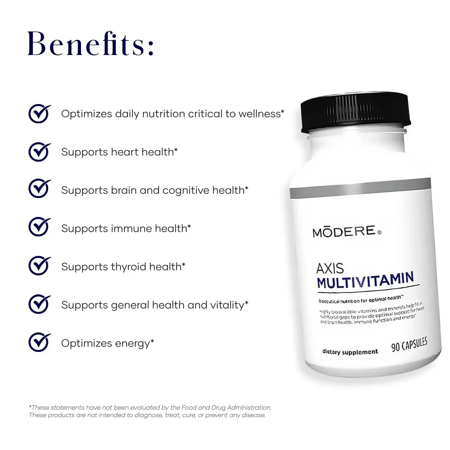 Modere Axis Multivitamin Supplement - Daily Essential Vitamins & Minerals for Overall Health and Wellness Support for Adults Immune - 90 Capsules Modere Au supplements