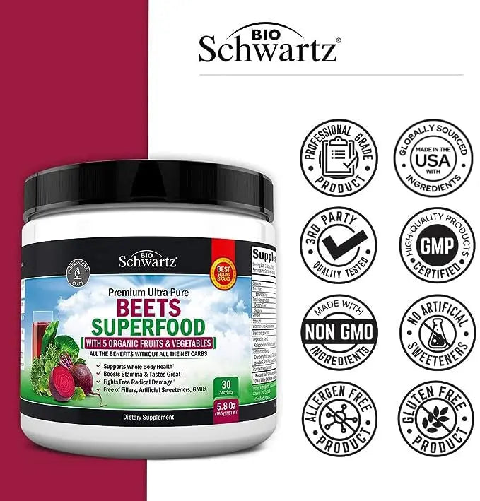Beet Root Powder - Beets Superfood Supplement with Vitamin C Plus Organic Antioxidant BioSchwartz Au supplements