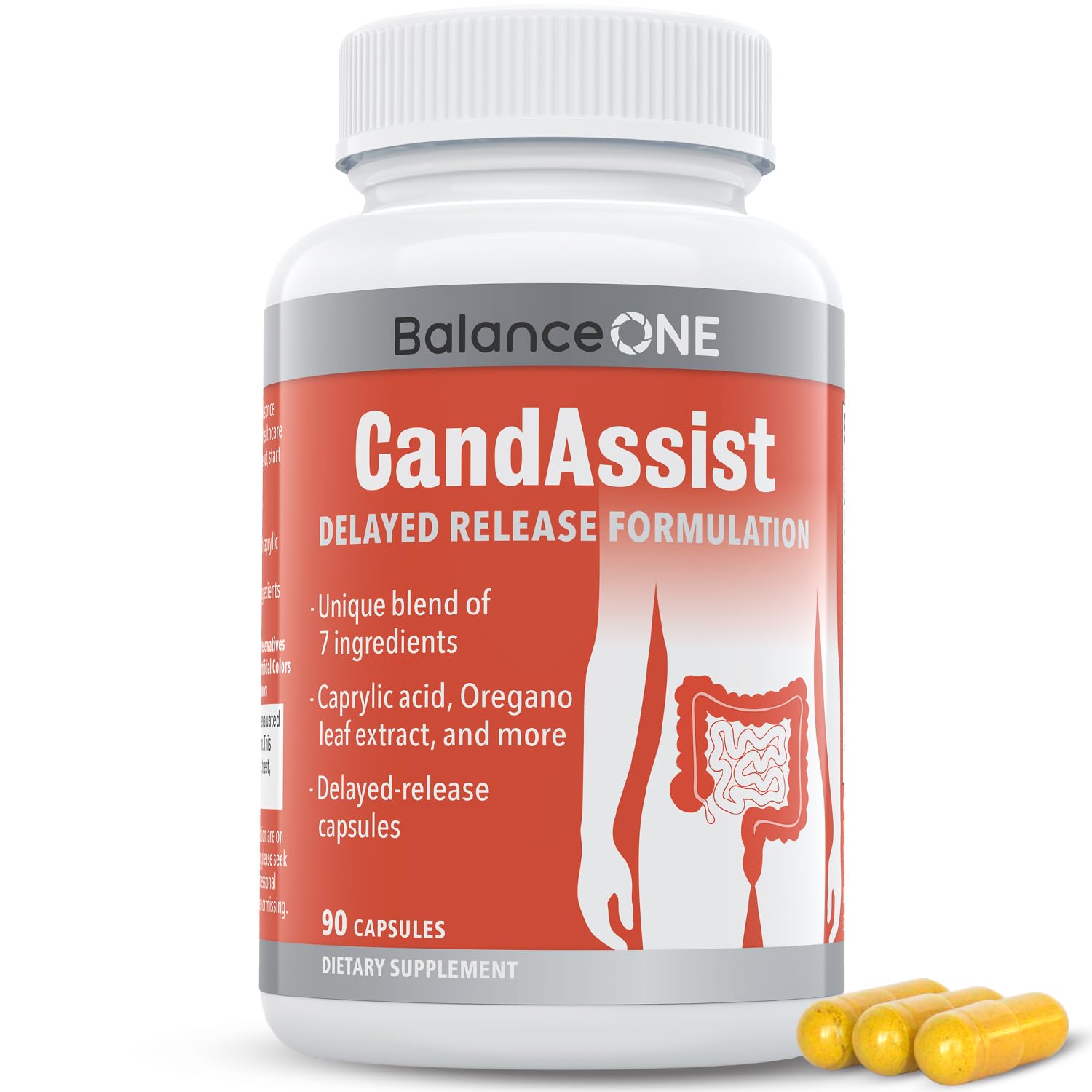 Balance ONE Candida Cleanse & Yeast Support Complex – Caprylic Acid, Undecylenic Acid, Berberine & Oregano Leaf – Gut Flora Balance for Women & Men