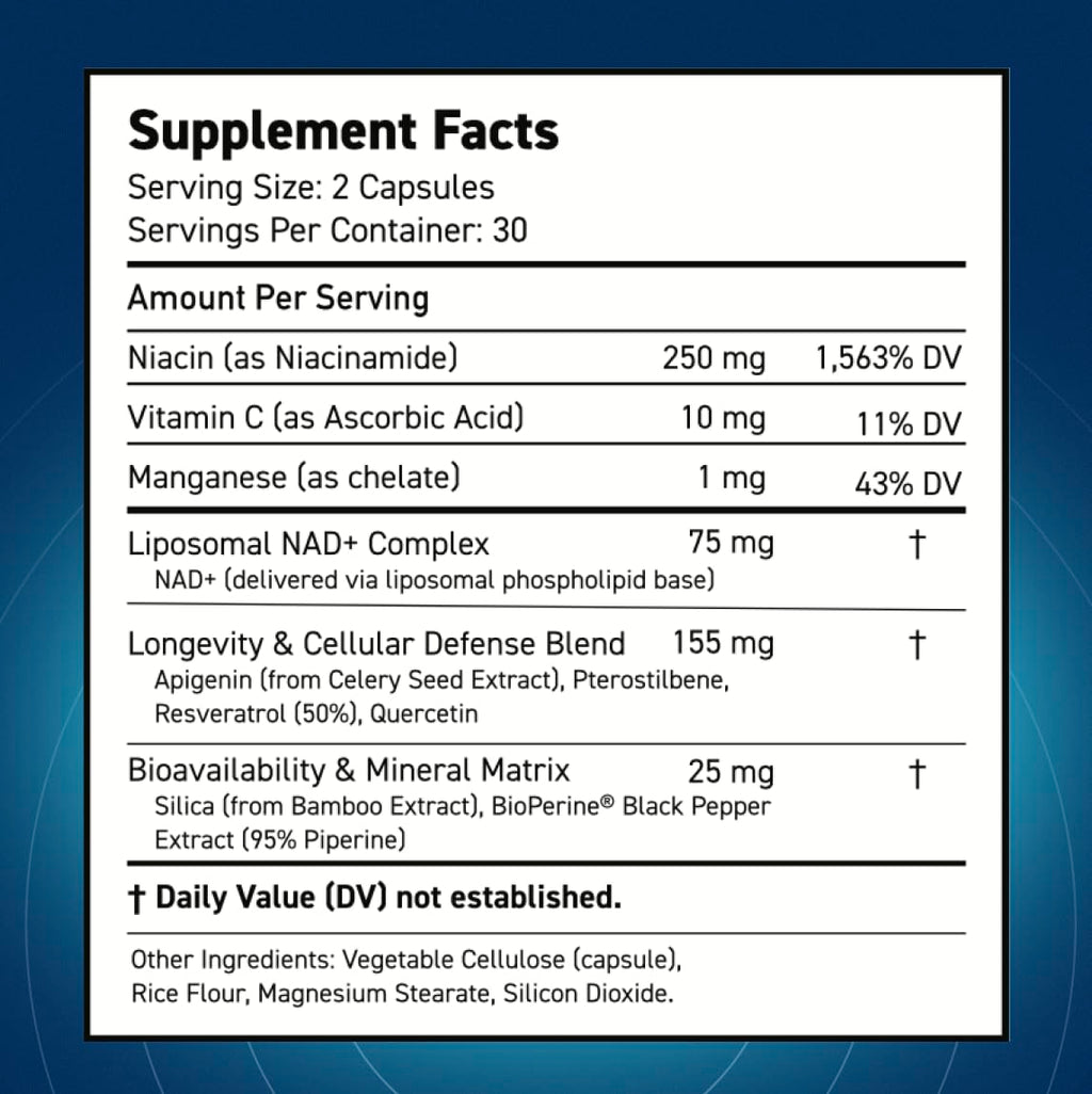 Blue Haven Rx NAD+ Supplement - NMN Alternative with Liposomal NAD+, Trans Resveratrol, Manganese, Apigenin Plus Pterostilbene for Women and Men, Anti Aging Support Blue Haven Rx Au supplements