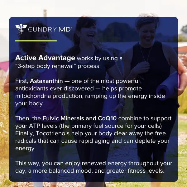 Gundry MD® Active Advantage Astaxanthin and CoQ10 Supplement to Support Energy, Strength and Metabolism, 30 Count Gundry MD Au supplements