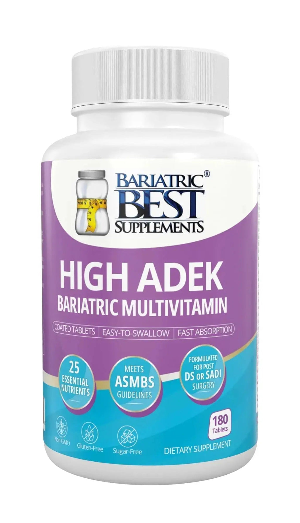 High A D E K Bariatric Multivitamin for Post DS/SADI Surgery, 25 Essential Nutrients for Post-Weight Loss Surgery, 180 Tablets Bariatric Best Supplements Au supplements