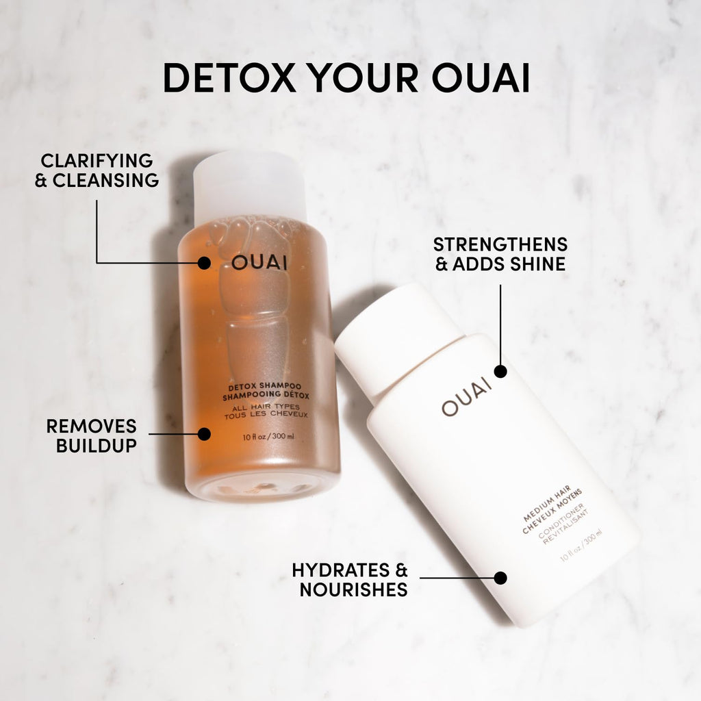 OUAI Detox Shampoo & Medium Hair Conditioner Bundle - Clarifying Shampoo for Build Up, Dirt, Oil, Product and Hard Water & Hydrating Conditioner for Medium Hair (2 Count) OUAI Au supplements