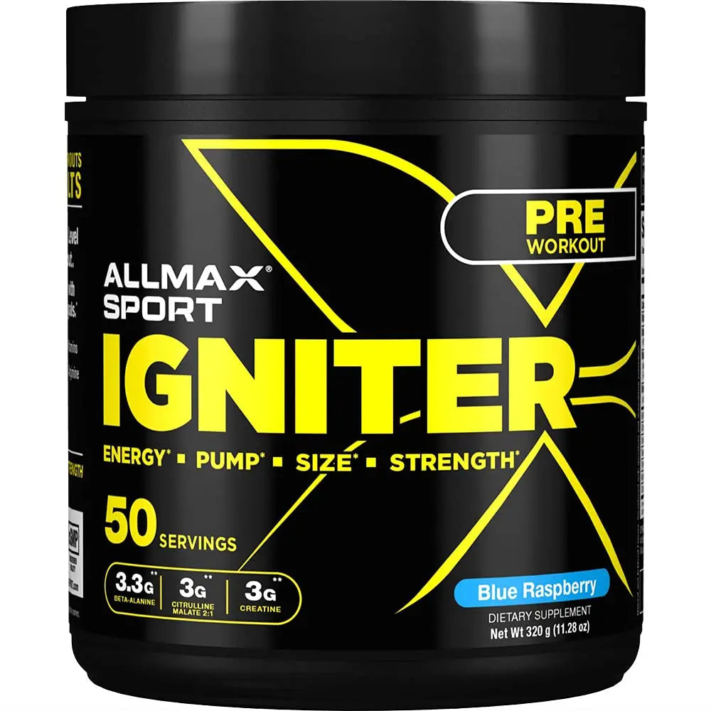 ALLMAX IGNITER Sport, Blue Raspberry - 330 g - Pre-Workout Formula - with Caffeine ALLMAX Nutrition Au supplements