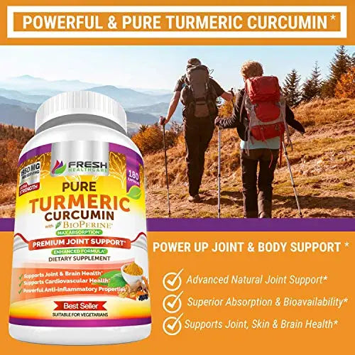 Turmeric Curcumin with BioPerine 1950mg - Natural Joint & Healthy Inflammatory FRESH HEALTHCARE Au supplements