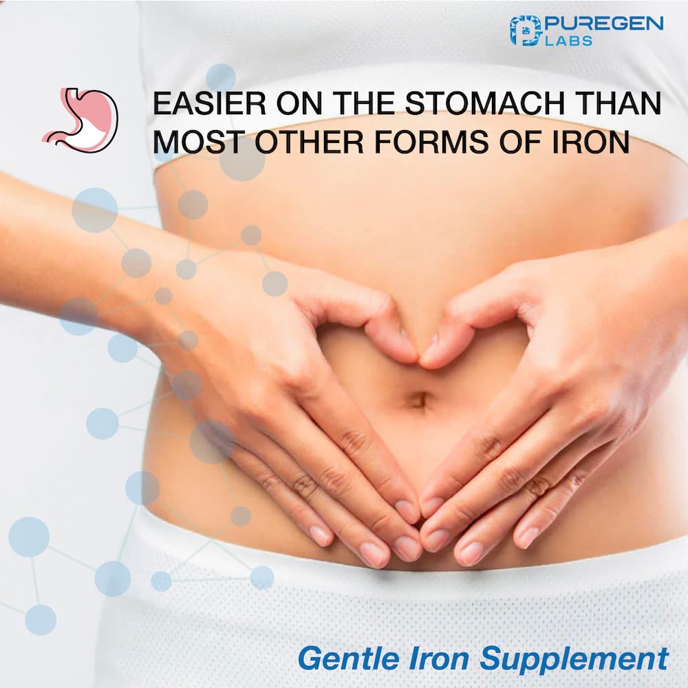 Puregen Labs Ferrous Gluconate 324 mg [High Potency] Iron Supplement, Gentle on Stomach - 100 Tablets