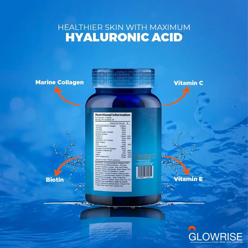 Pure Marine Collagen 120 Tablets 1400mg - Premium Blend with Hyaluronic Acid, Biotin, Vitamin C & E GLOWRISE Au supplements