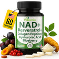 vitaxmin NAD Resveratrol Supplement 200mg with Berberine NAC Collagen - Nicotinamide Riboside NMN NADH CoQ10 Biotin Hyaluronic Acid - Hair Skin Nails Supplement - 60 Capsules vitaxmin Au supplements