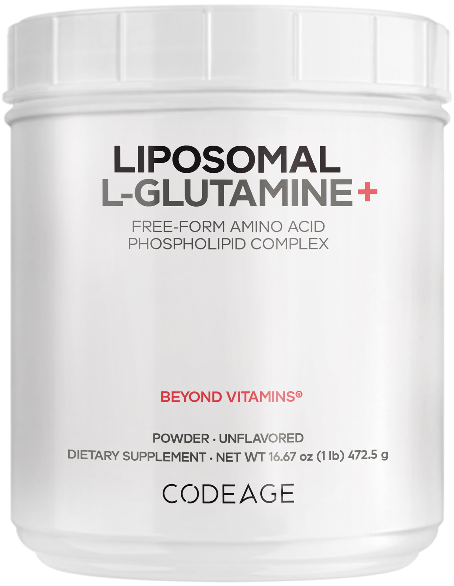 Codeage Liposomal L-Glutamine Powder - High-Potency L-Glutamine 5,000 mg per Serving - 3-Month Supply - Liposomal Delivery, Free-Form Amino Acid, Unflavored Glutamine - Non-GMO Gluten-Free - 16.67 oz Codeage Au supplements
