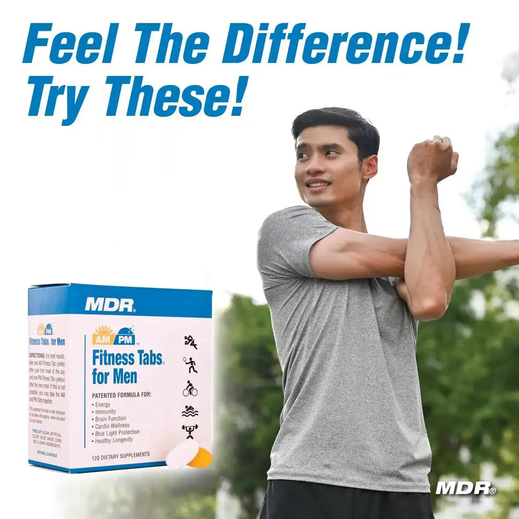 MDR Fitness Tabs Patented AM/PM Multivitamin for Men Doctor Formulated with Right Nutrients at The Right Time - Gluten Free - 2 Month Supply MDR Au supplements