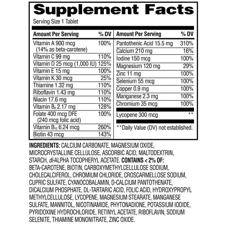 AGILIPET Equate One Daily Men's Multivitamin Multimineral Supplement Tablets, 100 Count Sticker AGILIPET Au supplements