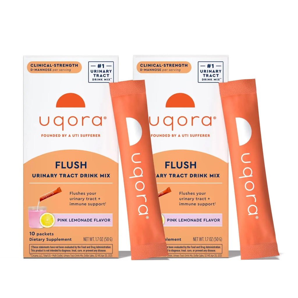 Uqora Flush - Urinary Tract* with D-Mannose, Vitamin C, Vitamin B6, Potassium, Magnesium & Calcium - Gluten-Free & Vegan - Pink Lemonade Flavor - 20 Packets (2 Pack) Uqora Au supplements