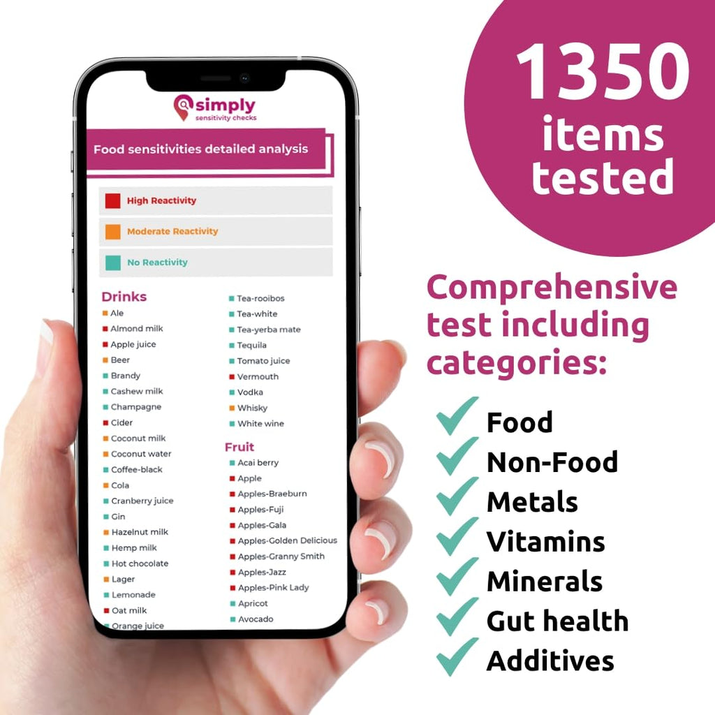 Simply Sensitivity Checks 1350+ Items Food Sensitivity Test Kit for Adults – Foods & Non-Foods, Including Lactose, Gluten, Vitamins, Minerals, Gut Health & More – at-Home Food Intolerance Test Kit Simply Sensitivity Checks Au supplements