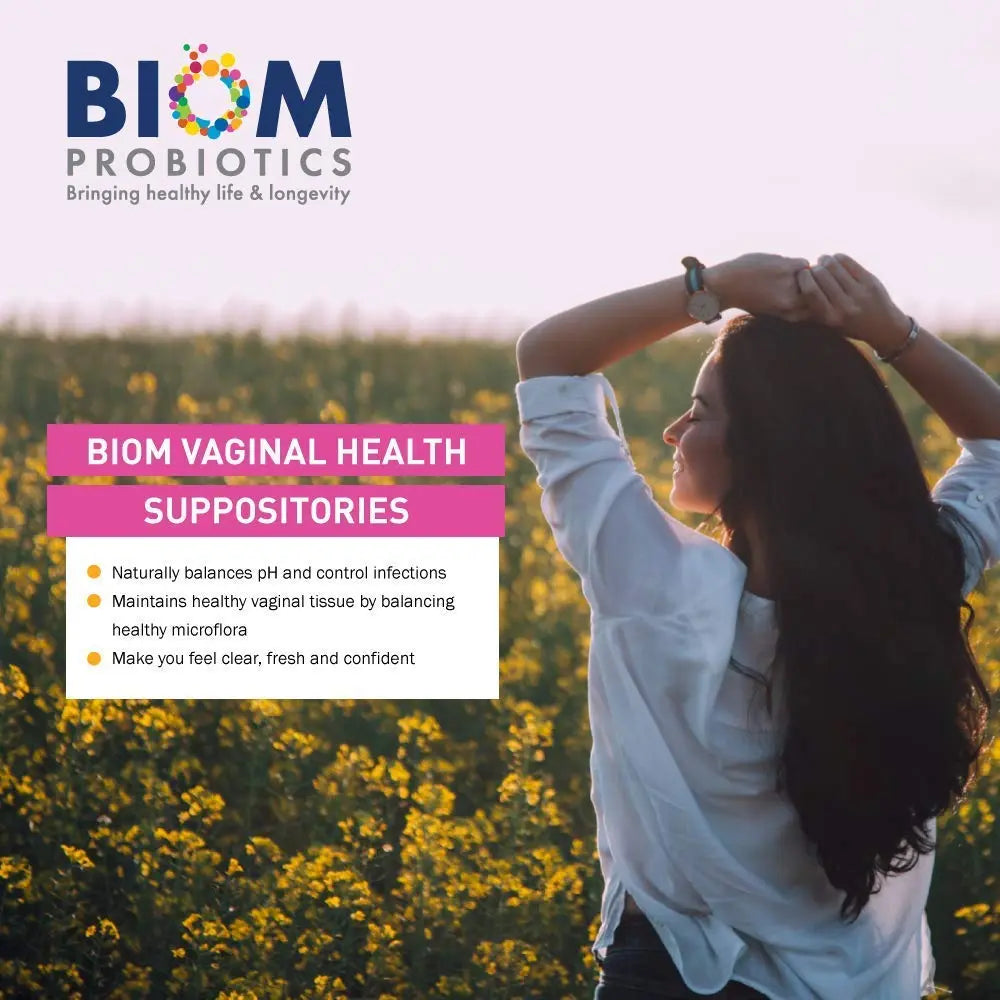 Biom Vaginal Probiotic Suppository: Natural Vaginal pH and Odor Control Regimen; Balance Biom Probiotics Au supplements