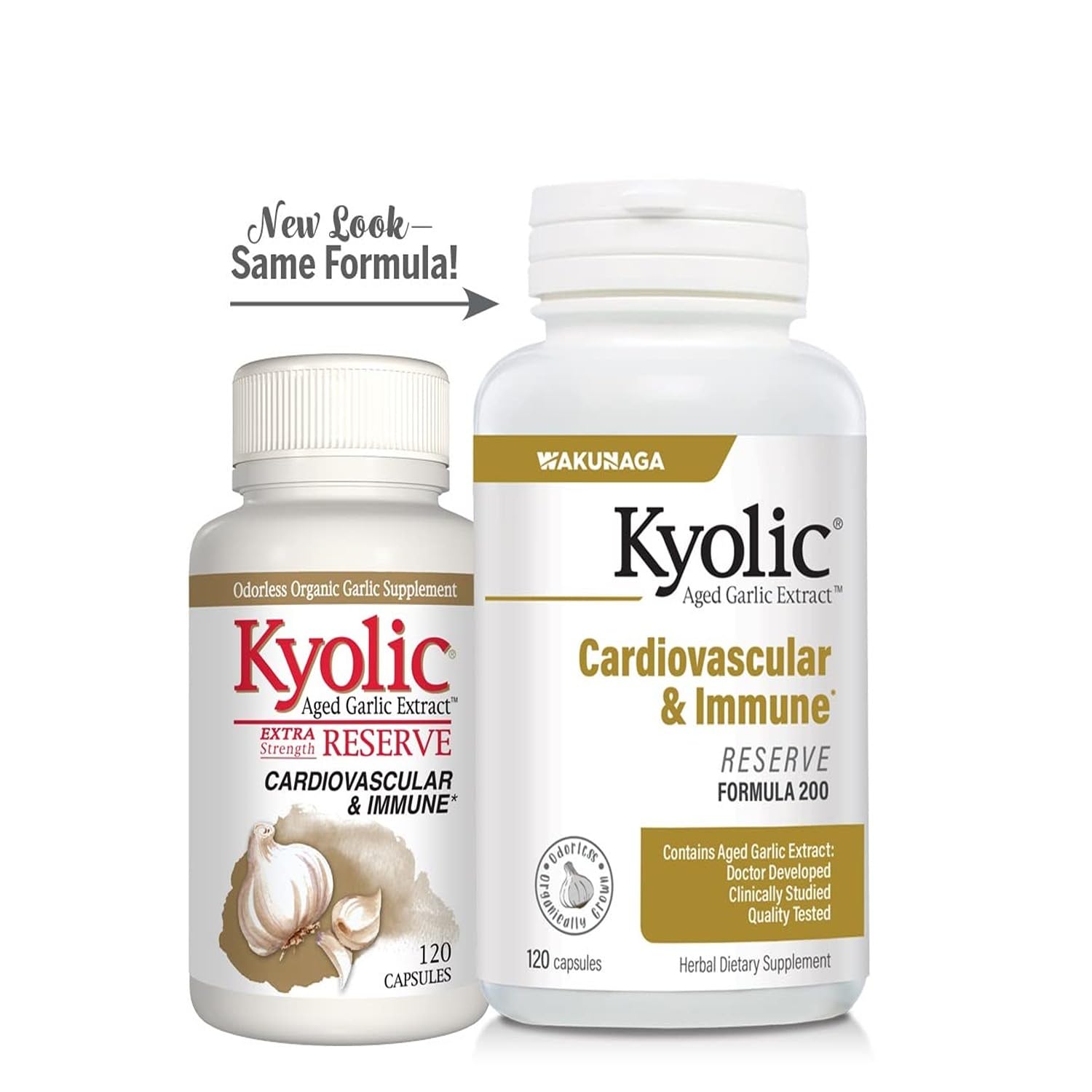 Kyolic Aged Garlic Extract Formula 200, Cardiovascular & Immune*, Reserve, 120 Capsules