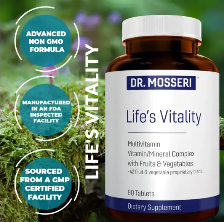 DR. MOSSERI Life's Vitality Vegan Multivitamin for Men & Women – Non-GMO Formula with 42 Fruits and Vegetables, Daily Multivitamin and Mineral Complex DR. MOSSERI Au supplements