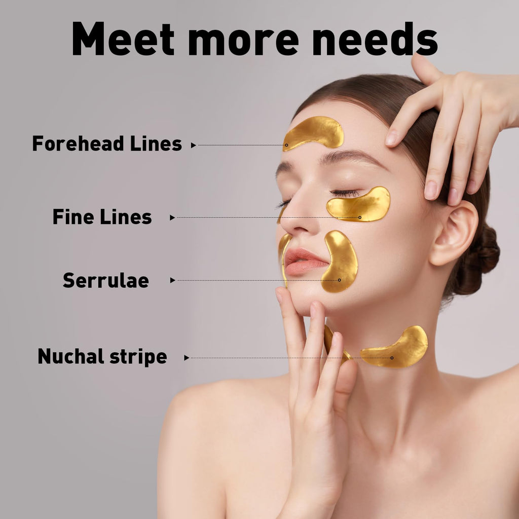 CHMI Under Eye Patches (50 Pairs) - 24K Gold Eye Patches for Puffy Eyes, Dark Circles, EyeBags and Wrinkles