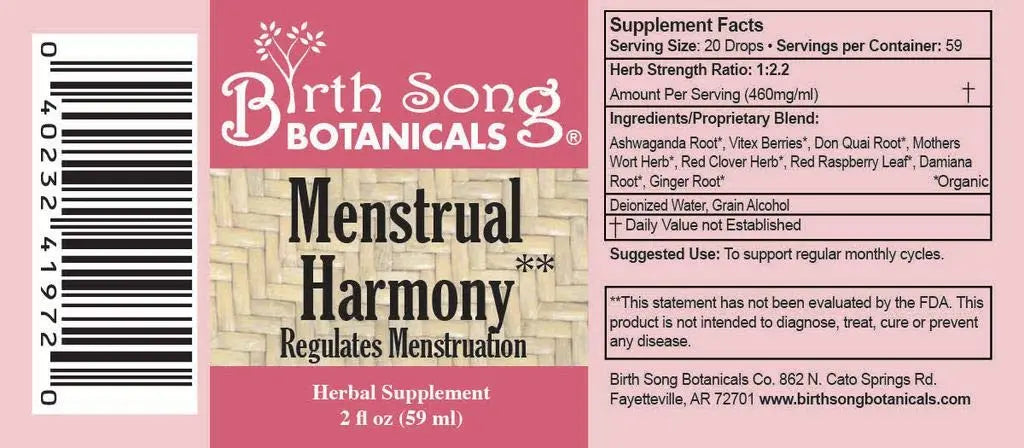 Birth Song Botanicals Menstrual Harmony Tincture, Herbal Period Symptom Support Birth Song Botanicals Au supplements