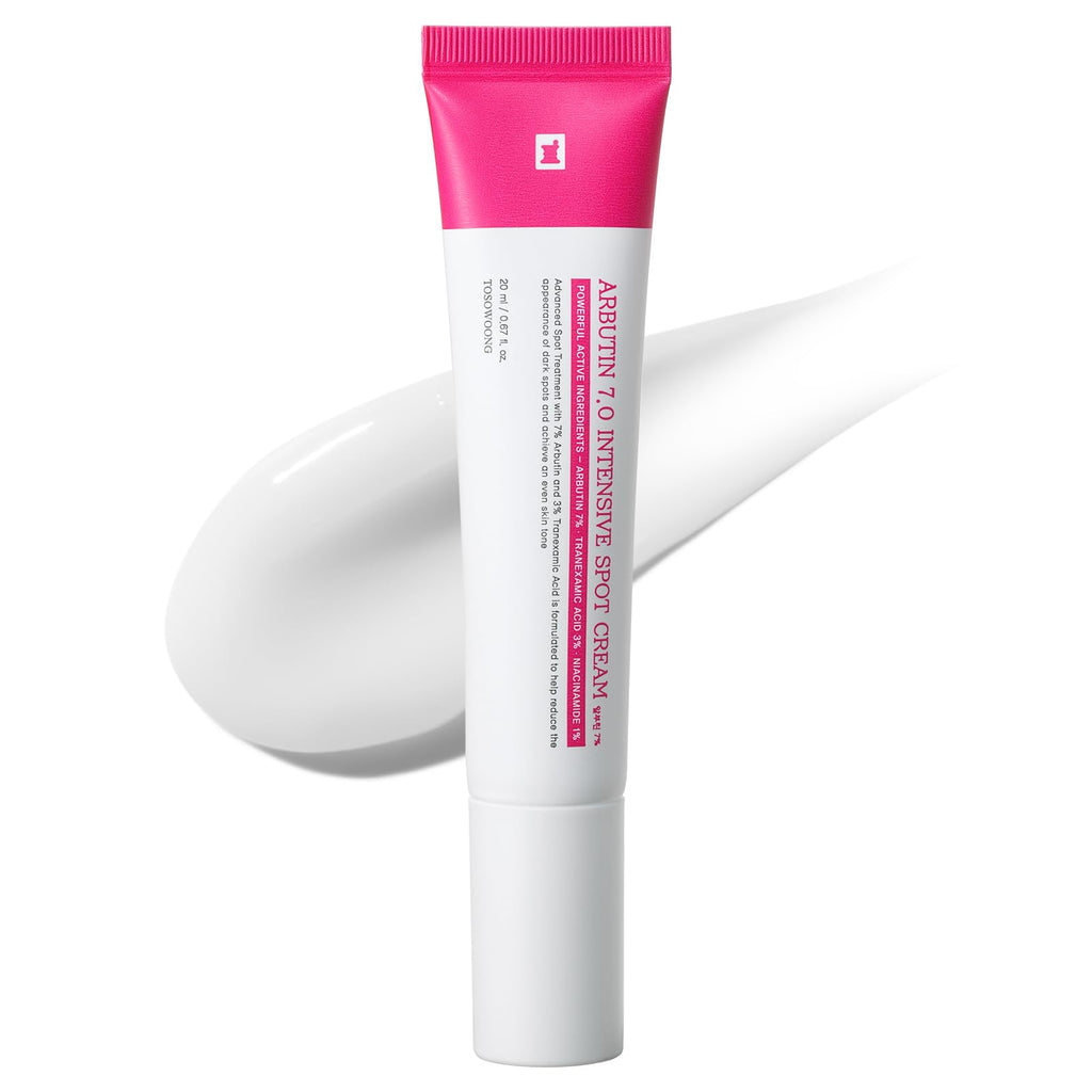 TOSOWOONG Arbutin 7% Intensive Spot Cream with 70,000ppm Arbutin, 3% Tranexamic Acid, 1% Niacinamide, Glutathione, Dark Spots