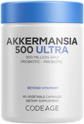 Codeage Akkermansia Muciniphila Probiotic Ultra - High-Potency 500M AFUs Akkermansia Probiotic Supplement - Enhanced Daily Probiotic & Prebiotic, Chicory Inulin - 3-Month Supply - 90 Capsules Codeage Au supplements